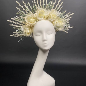 Goddess Bridal Crown Spike Halo Headpiece Cream Sunburst - Etsy