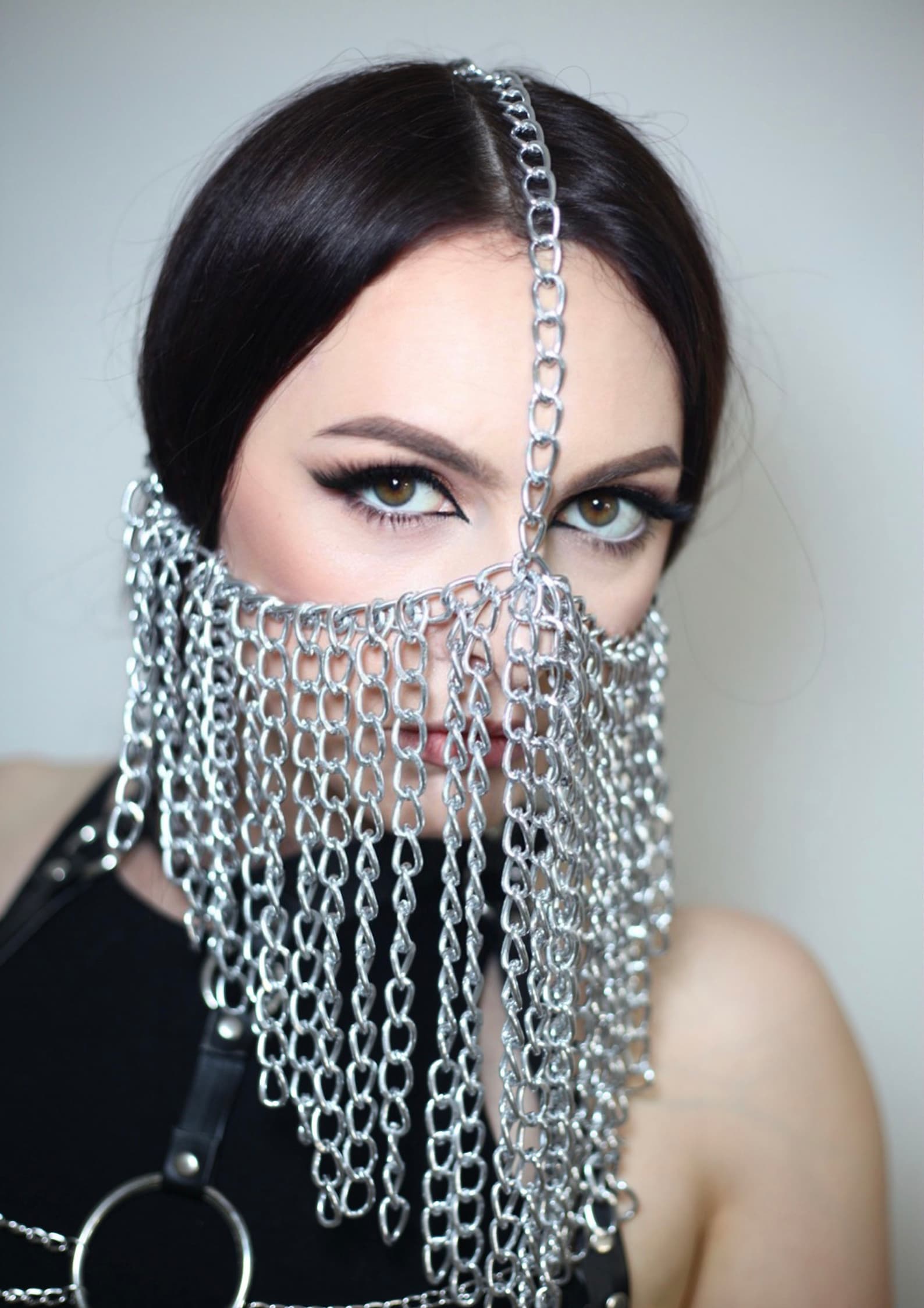 Chain Face Mask for Women Harness Chain Mask Silver Face Etsy