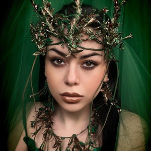 Nymph Tiara, Wood Elf Crown, Crown of Branches, Forest Queen Headpiece, Fairy Tiara, Elf Headdress, Forest Witch, Midsummer Festival image 5