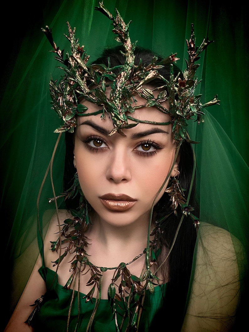 Nymph Tiara, Wood Elf Crown, Crown of Branches, Forest Queen Headpiece, Fairy Tiara, Elf Headdress, Forest Witch, Midsummer Festival image 5