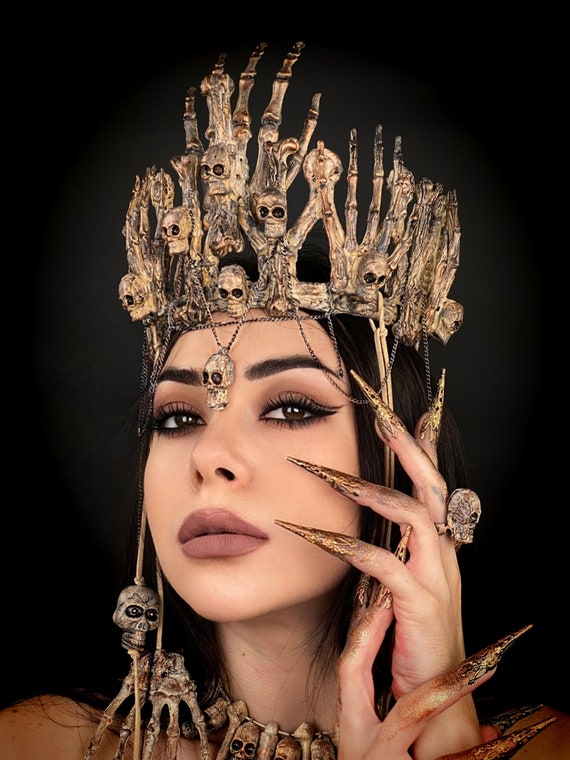Skull Queen Crown: Gothic Voodoo Headpiece - Handmade - Etsy