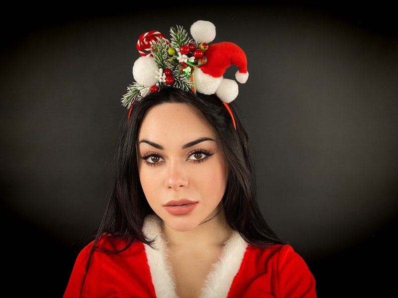 Fascia di Natale - DEANKEJI 10 Pezzi Natale Accessori Capelli - con Campane di Natale, Albero di Natale, Alci, Babbo Natale, Pupazzo di Neve