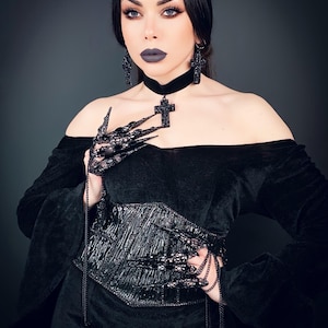 Gothic Black Cross Choker,Black Cross in Stones,Victorian cross pendant,Female Necklace Cross,Gothic Stone Necklace,Gothic Neck Accessories