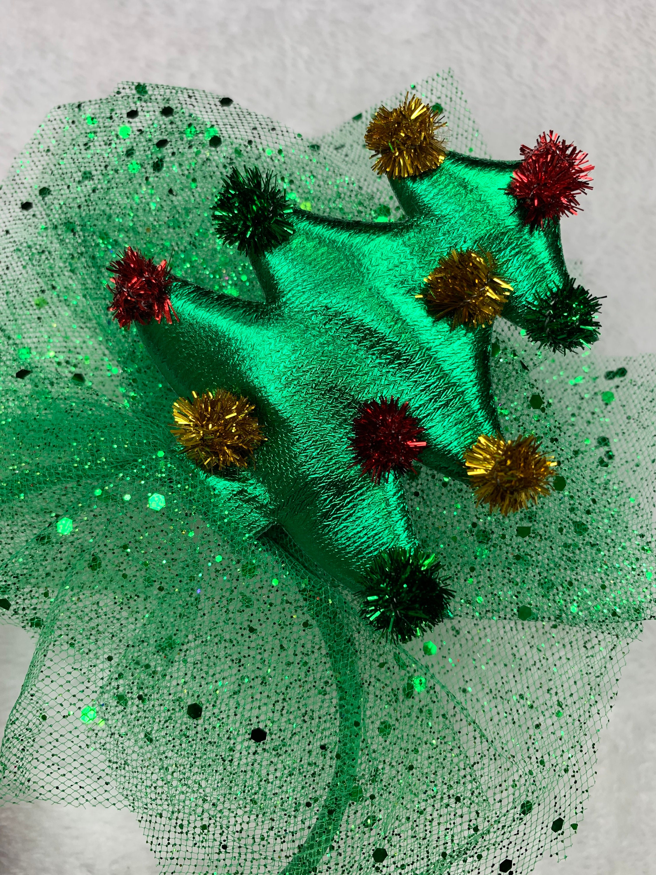 Christmas Tree Headband Holiday Party Headband Green Glitter Etsy