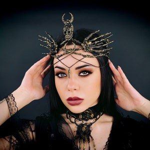 Death Skull Crown Dark Fairy Queen Witch Crown Voodoo - Etsy