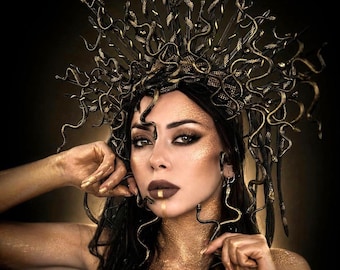 Halloween, Medusa Gorgon Headdress, Gothic Snake Crown, Halloween Costume