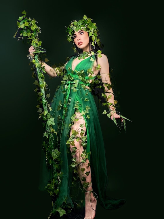 Burning Man, Poison Ivy Costume, Mother Nature, Green Fairy Costume, Elf Headdress, Halloween - Etsy UK Burning Man, Poison Ivy Costume, Mother Nature, Green Fairy Costume, Elf Headdress, Halloween - Etsy UK