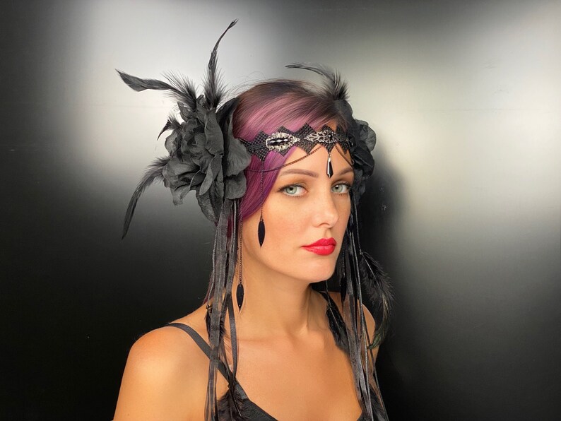 Dark Goddess Headband Black Gothic Headband Gothic Black Etsy