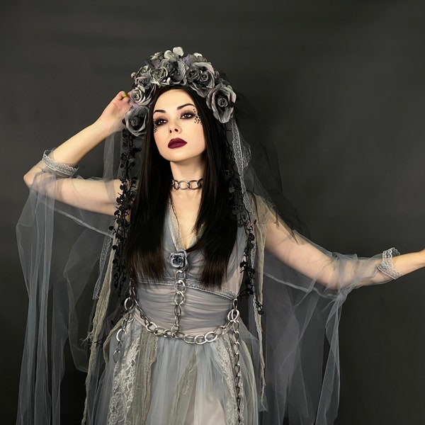 Dead bride costume, Corpse bride costume, Corpse bride Halloween dress, Halloween costume woman gothic, Bride zombie costume