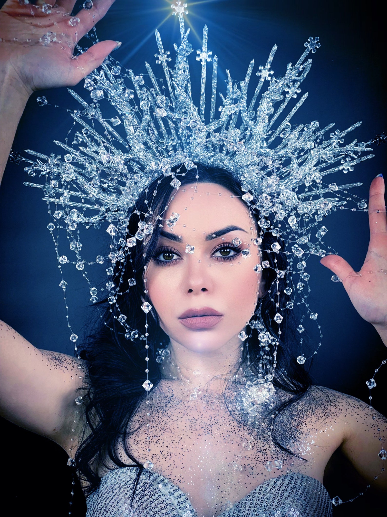Snow Crystal Crown Woodland Crown Christmas Halo Crown Ice Etsy