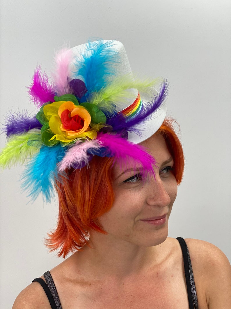 Rainbow Pride festival Hat Rainbow mini top hat with Etsy