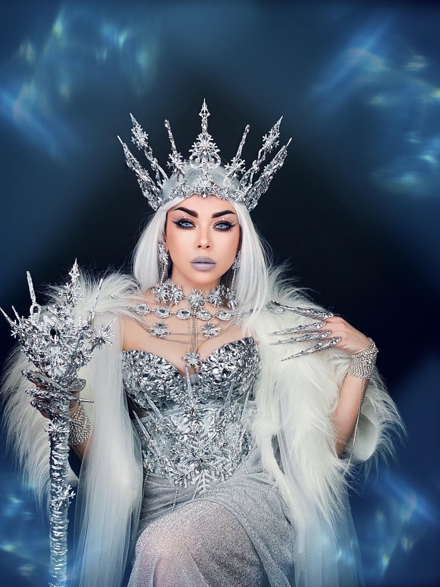 Ice Crystal Queen, Snow Headdress, Winter Queen - Etsy display picture 2