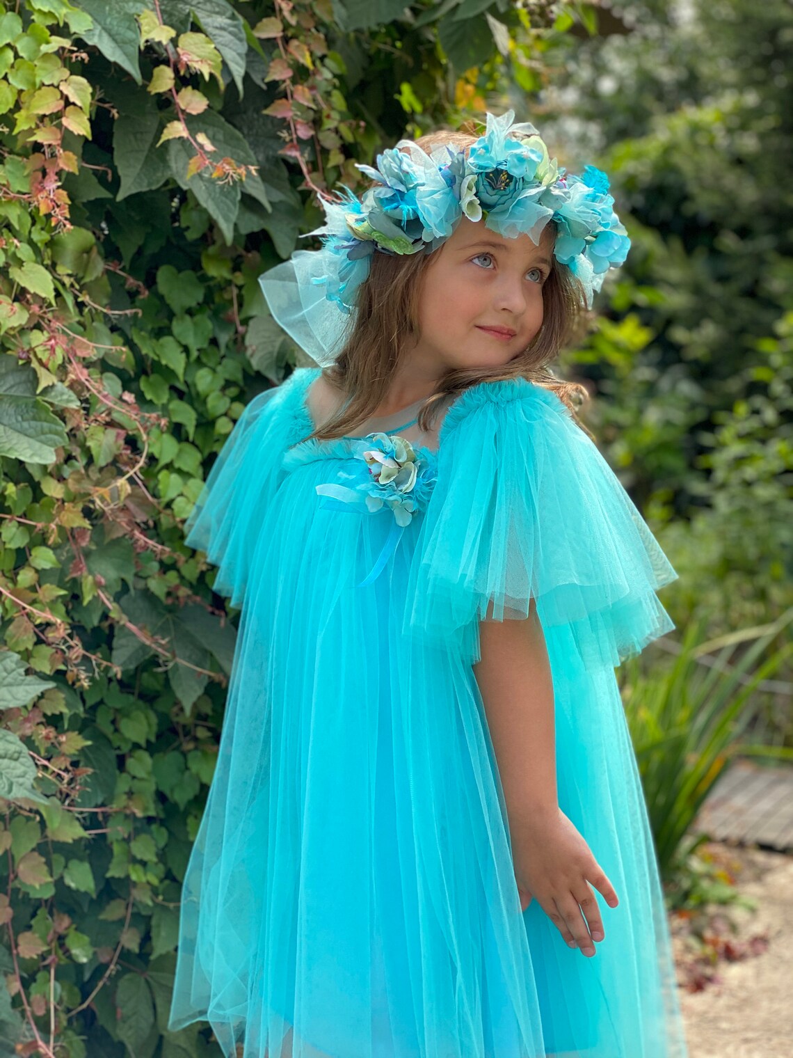 Blue Party Dress for Girls Tulle Birthday Dress for Girls Etsy