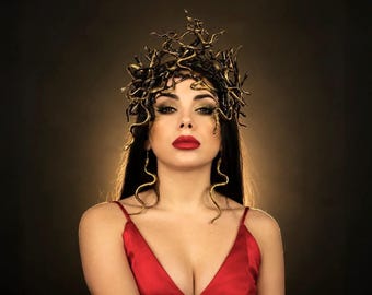Halloween, Gothic Medusa Headdress, Gorgon Snake Crown, Halloween Costume