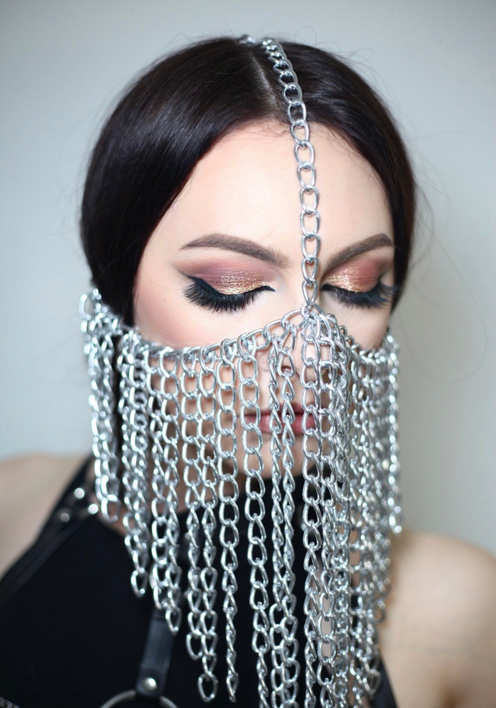 Chain Face Mask for Women Harness Chain Mask Silver Face Etsy