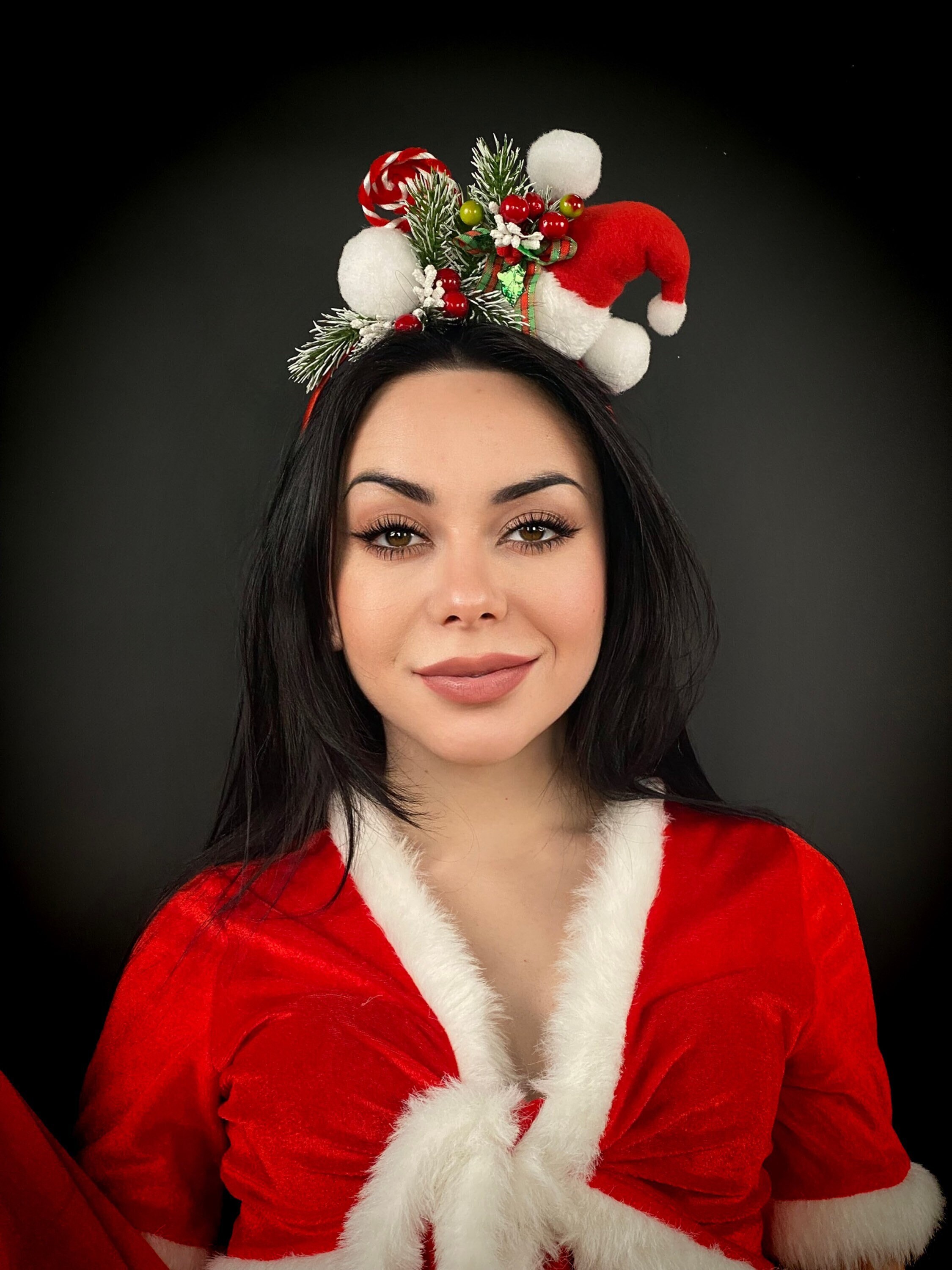 Christmas Headband, Mirror Present Headband, party Fascinator/Hat, birthday gift Christmas Headband Fascinator, Red White Holly Headband, Red  main image 4
