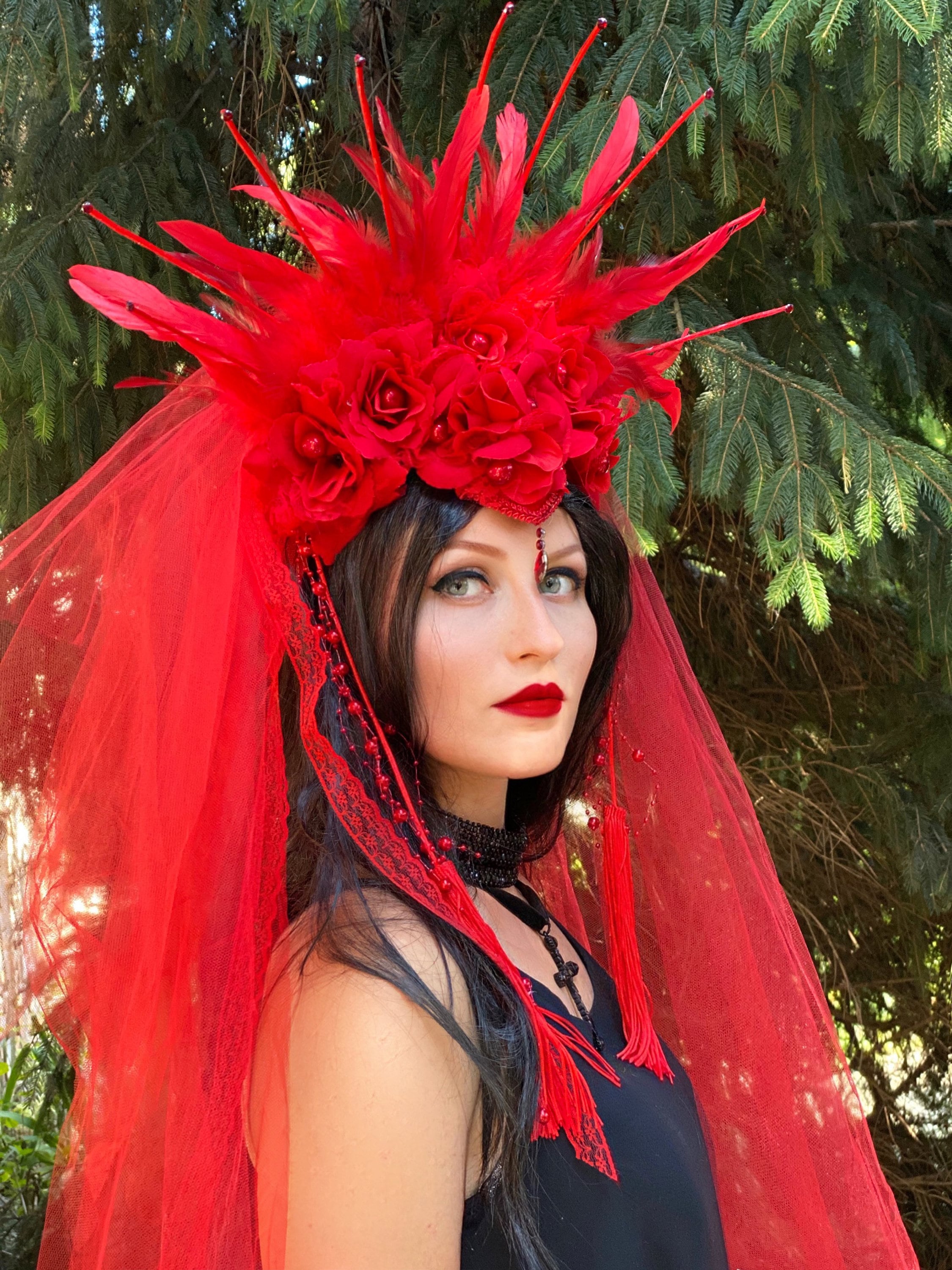 MUNSKT 2x Feder Haarreif 1920er Style - Rot & Schwarz Für Hochzeit & Partys