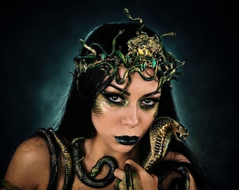 Halloween, Medusa Headdress, Gothic Snake Tiara, Serpent Queen Crown
