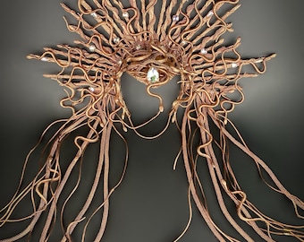 Halloween, Rose Gold Gorgon Halo crown, Medusa Goddess crown, Spiked Gothic, Halloween headdress