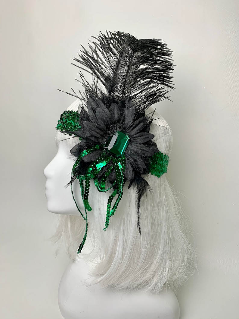 Flapper feather headband Holiday headdress Headband with feather Great Gatsby headpiece Flapper girl headpiece Burlesque headband