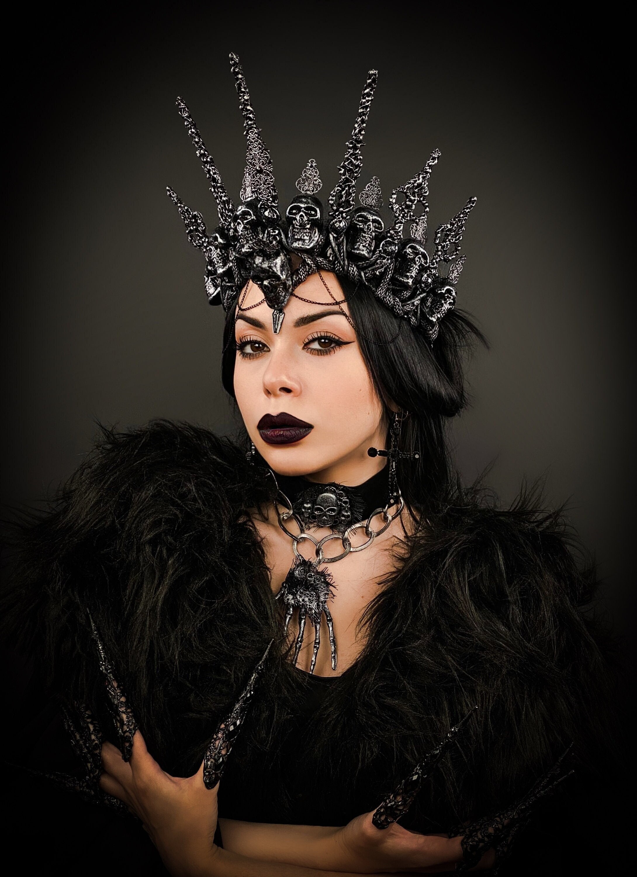 Gothic crown, Evil queen, Dark fairy crown, Vampire Crown, Death Skull crown, Burning man, Skull Dia de los Muertos, Sugar Skull, Hades