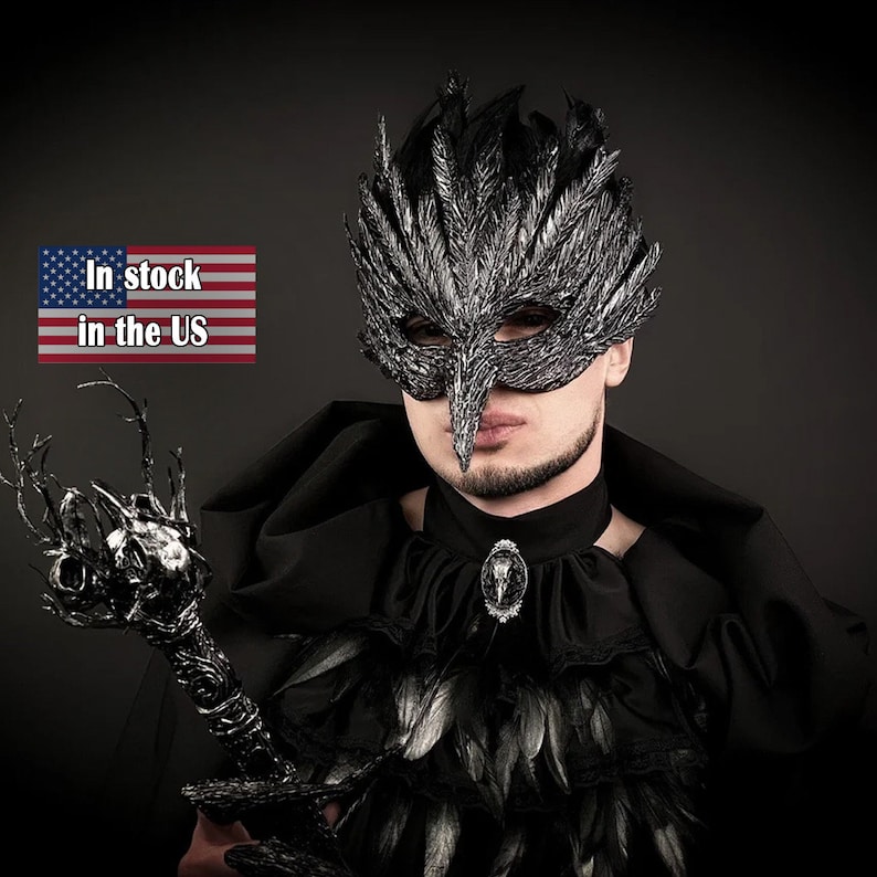 Square Ruffle R Entry Masks Burning Man, Plague Doctor Bird Mask, Feathered Masquerade, Steampunk ...