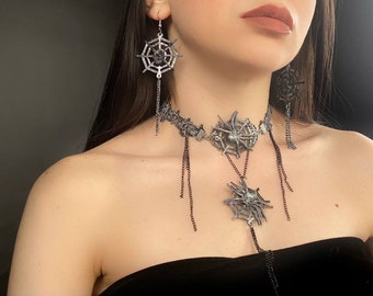 Halloween, Handmade Gothic Spider Web Choker, Halloween Jewelry
