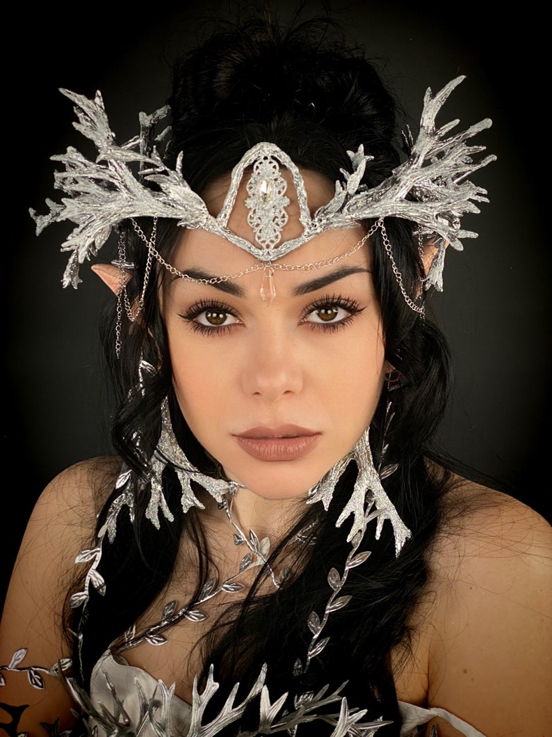 Silver Fairy Tiara Elven Headdress Winter Fairy Crown Etsy