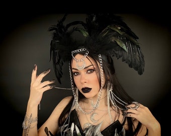 Gothic Winged Headpiece, Valkyrie Headpiece, Dark Queen’s Crown, Black Winged Headpiece, Dark Vampire Queen, Winged Headpiece, Mardi Gras