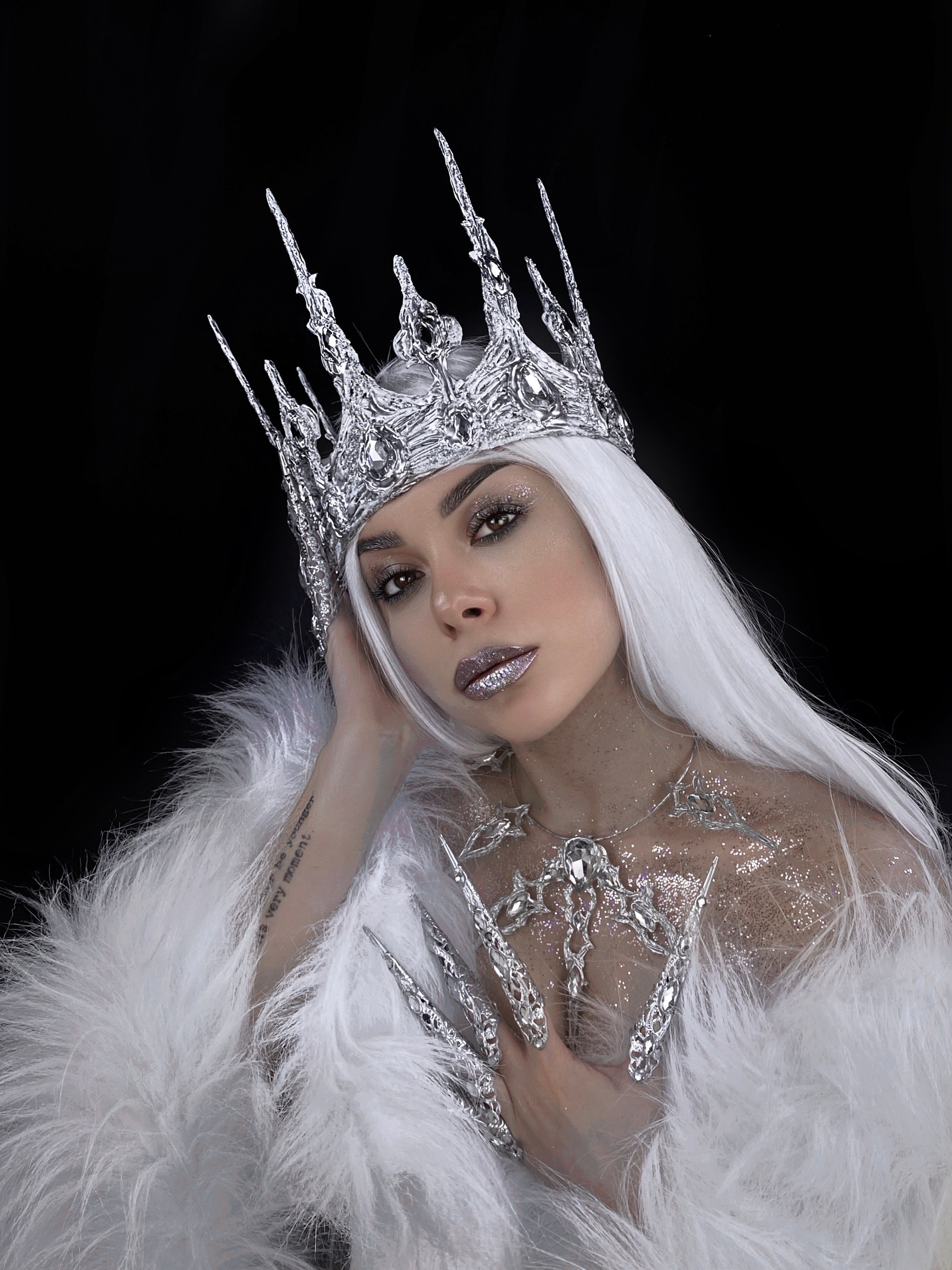 Ice Queen Crown, Rhinestone Winter Headdress, Christmas 