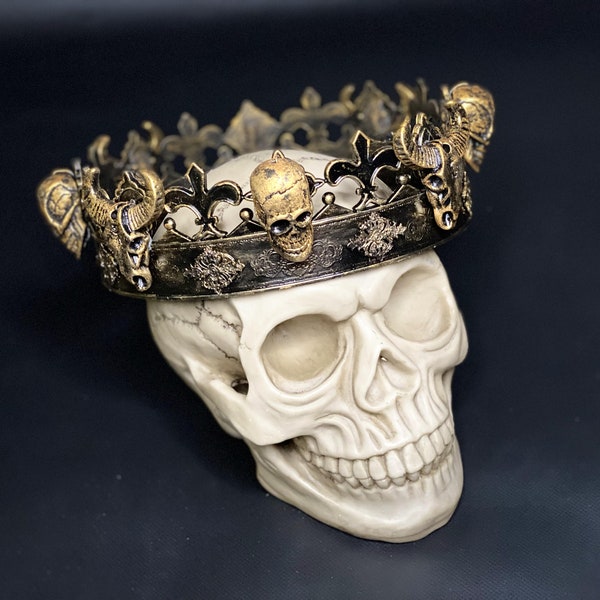 Gothic crown, Death Skull crown, Burning Man, Cosplay crown, Halloween men's headwear, Larp, King of skulls, Large mens crown