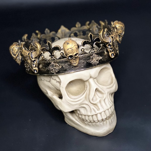 Herren Gothic Schädel Krone, Bronze Cosplay Kopfbedeckung, Burning Man