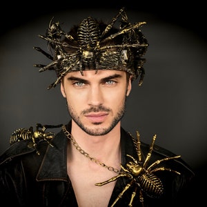 Spider King Crown Big Mens Gothic Crown Spider Crown With - Etsy