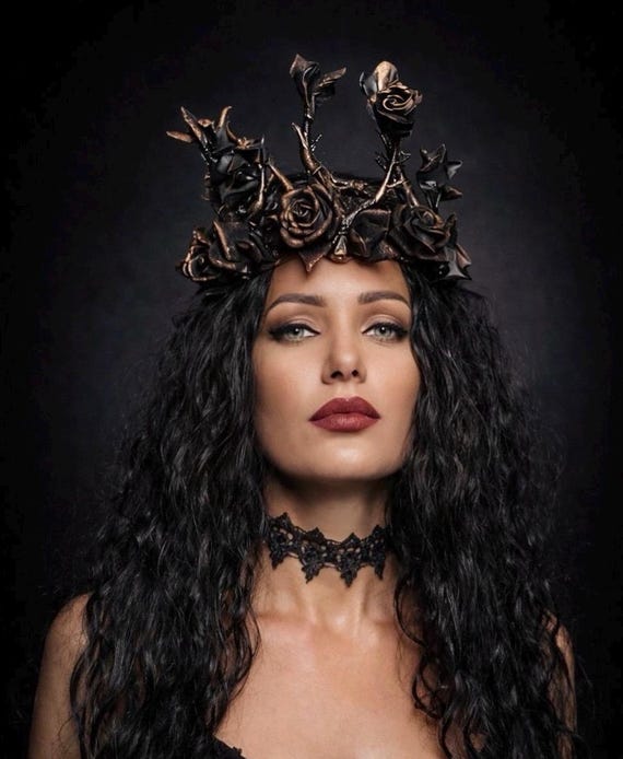 Burning Man, Dark Forest Rose Crown, Gothic Headpiece, Dark