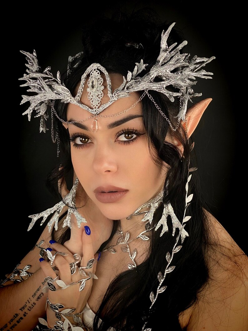 Silver Fairy Tiara Elven Headdress Winter Fairy Crown Etsy
