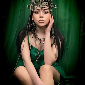 Nymph Tiara, Wood Elf Crown, Crown of Branches, Forest Queen Headpiece, Fairy Tiara, Elf Headdress, Forest Witch, Midsummer Festival image 7