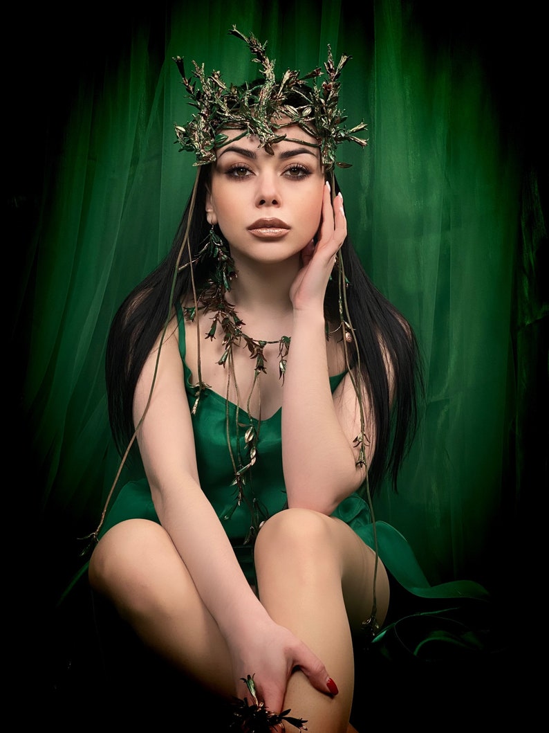 Nymph Tiara, Wood Elf Crown, Crown of Branches, Forest Queen Headpiece, Fairy Tiara, Elf Headdress, Forest Witch, Midsummer Festival image 7