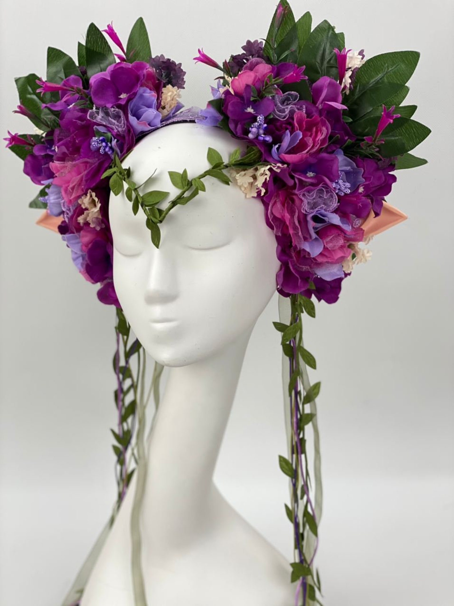 Elf Flower Headdress Violet Flower Crown Large Purple Etsy
