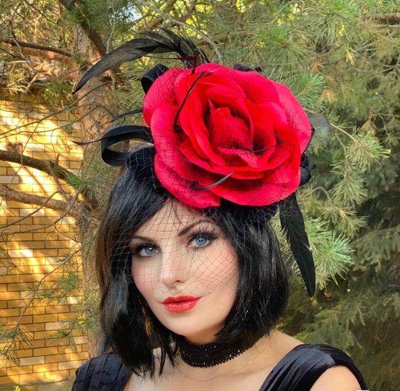 Red Fascinator Royal Ascot Hat Cocktail 