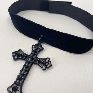Gothic Cross, Gothic Jewelry, Gothic Necklace, Victorian Cross Pendant, Medieval Choker, Renaissance Necklace, Cross Choker image 5