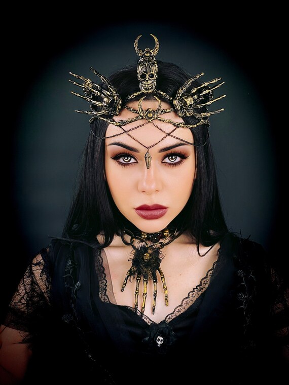 Burning Man, Skull Crown, Dark Fairy Queen Gothic Headpiece  display picture 1