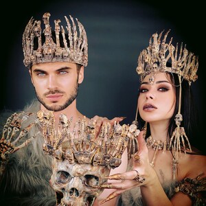 Voodoo crowns for couples, Voodoo Priestess and Voodoo Priest, Skull Queen and Skull King, Gothic Crown, Evil Queen and Dark King image 5