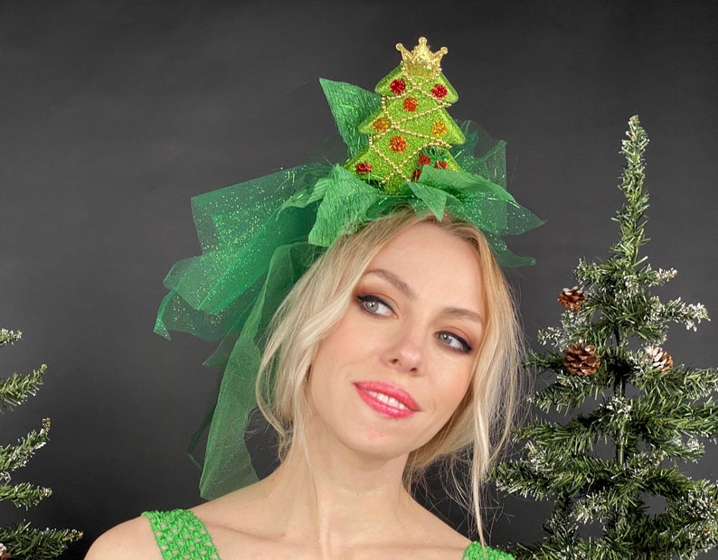 Сhristmas Tree Fascinator Christmas Tree Headdress Xmas - Etsy