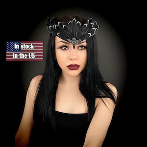 Black Bird Tiara, Phoenix Bird Fascinator, Fairy Bird Headpiece, Dark Fairy, Crown with Feathers, Crown Fantasy Gothic
