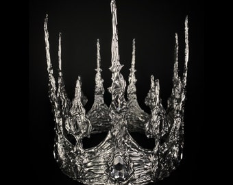 Unisex gothic crown, Ice Queen, Ice King, Evil queen, Devil crown, Silver King crown, Silver Queen, Dark fairy queen, Death Skull headpiece