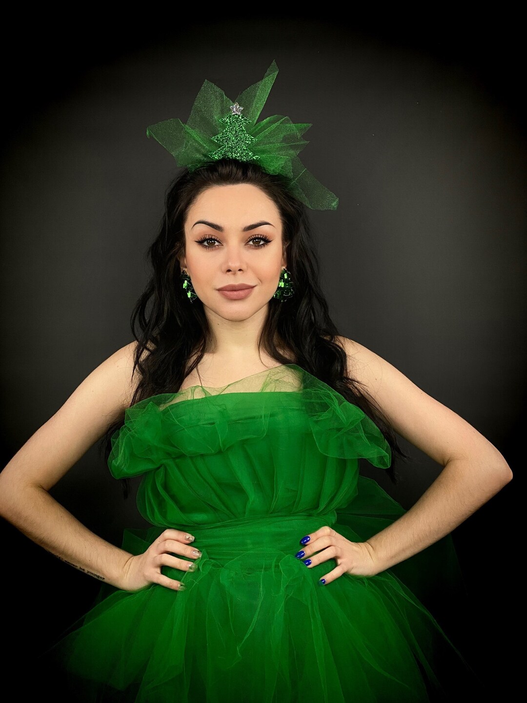 Christmas Tree Hair Clip, Christmas Tree Headband Green, Xmas Hair