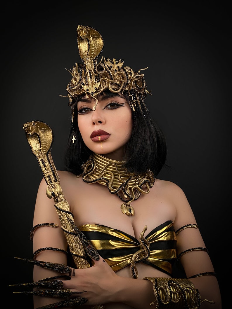 Cleopatra Crown, Gold cobra headpiece, Gold crown, Cleopatra style headpiece, Goddess Crown, Egypt princess, Medusa Gorgon tiara, Gold crown image 5