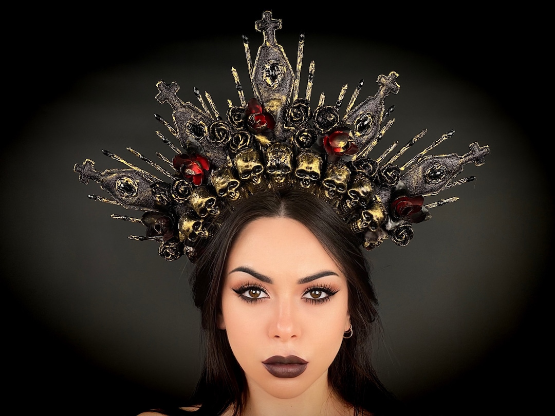Couronne de déesse sombre couronne de halo de crâne coiffe Etsy France