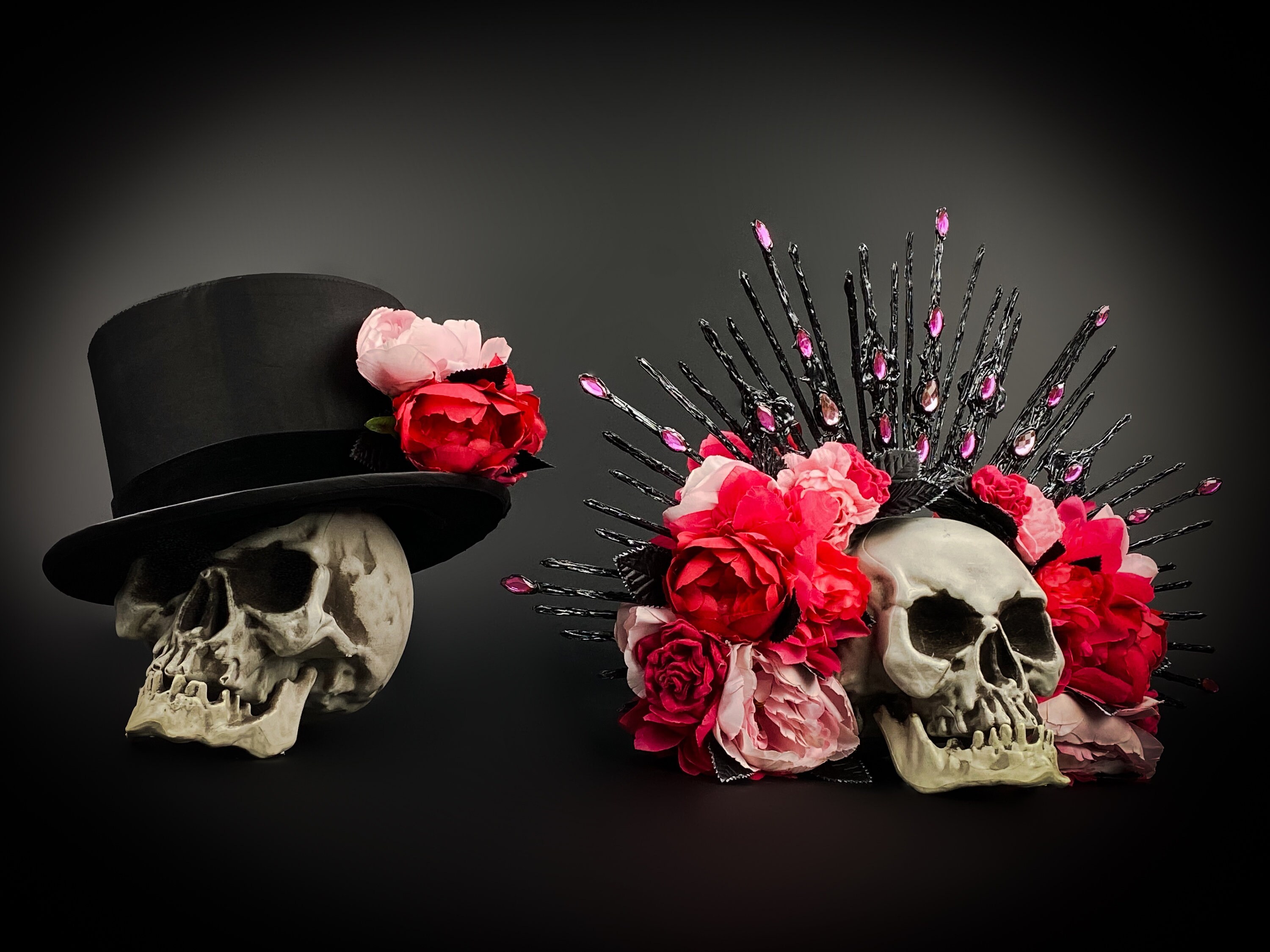Santa Muerte Crown and Top Hat Set, Gothic Couple Headwear - Etsy