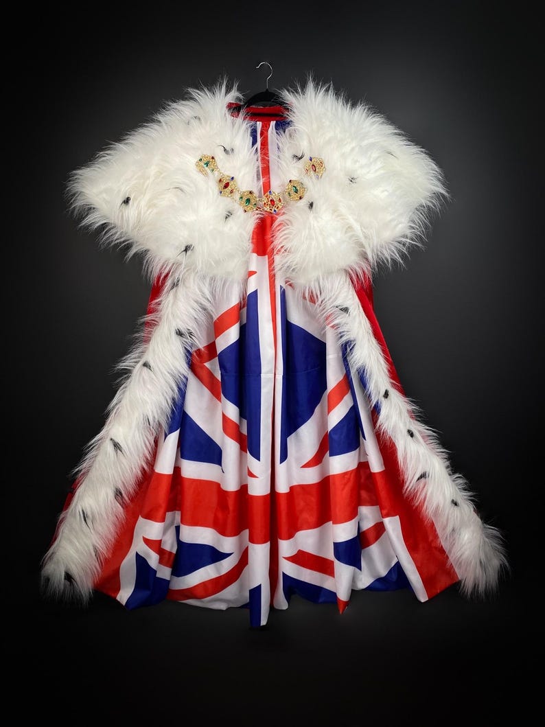 King Coronation Costume, Royal Union Jack Cape, British Flag Cloak, UK ...